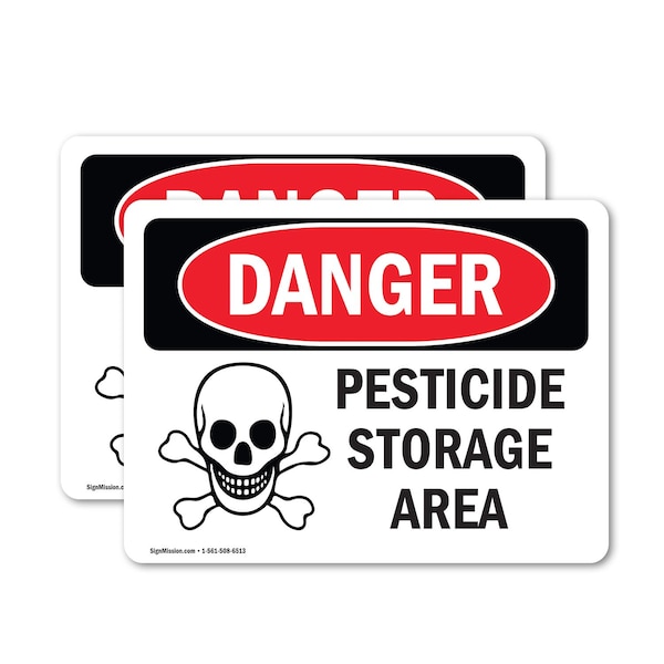 Signmission Pesticide Storage Area Danger Sign, Vinyl Decal, 10in W x 7in L, 2PK OS-2PACK-DS-D-710-L-1522 - main
